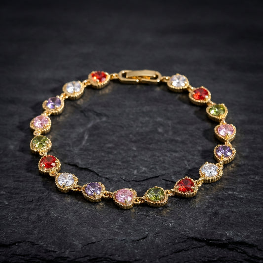 Vintage Gold Love Heart Rainbow Bracelet