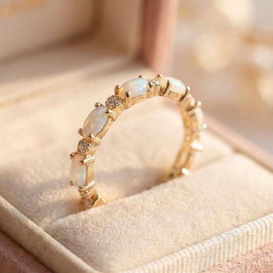 Vintage Gold Opal Eternity Ring