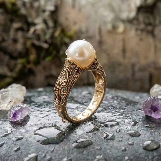 Vintage Gold Pearl Ring