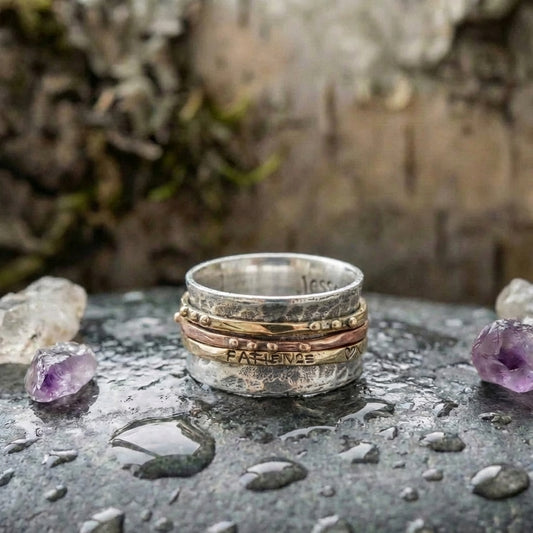 Vintage Gold Rose & Silver Ring