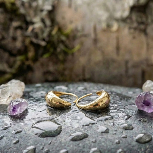 Vintage Gold & Shiny Crescent Moon Shape Earrings