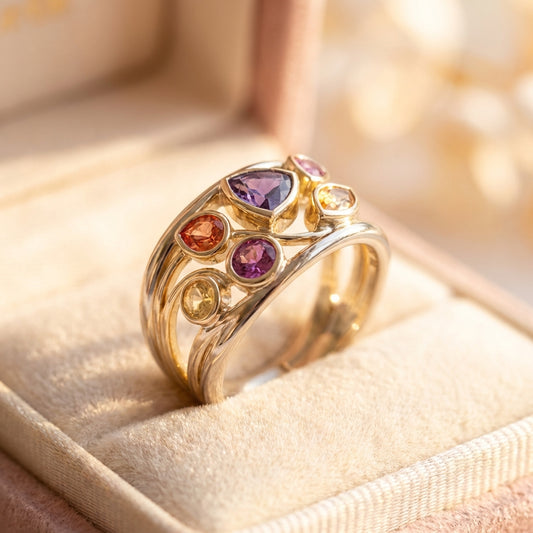 Vintage Gold & Silver Colorful Zirconia Ring