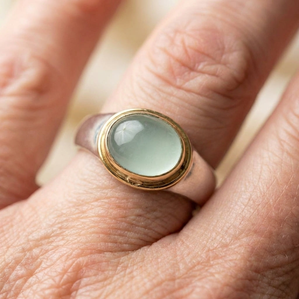 Vintage Gold & Silver Green Stone Ring