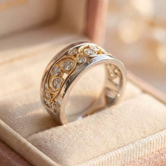 Vintage Gold & Silver Ivy Zirconia Ring