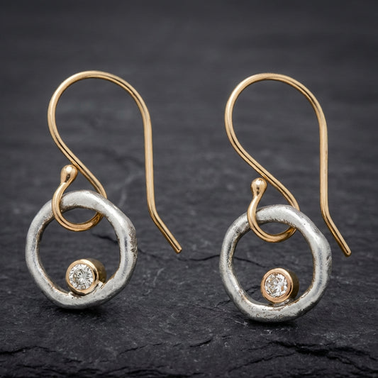 Vintage Gold & Silver Zirconia Earrings