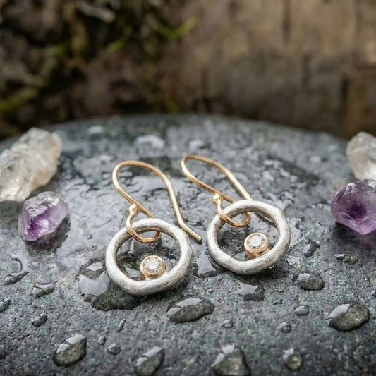 Vintage Gold & Silver Zirconia Earrings