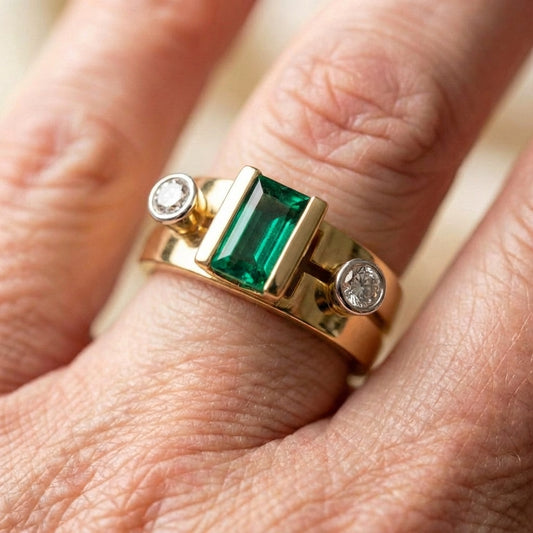 Vintage Gold Square Emerald Ring
