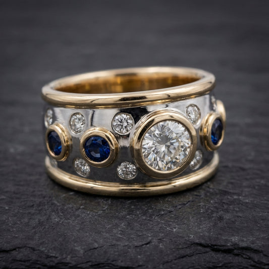 Vintage Golden Inlaid Zirconia Ring