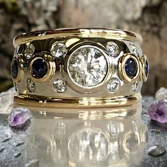 Vintage Golden Inlaid Zirconia Ring