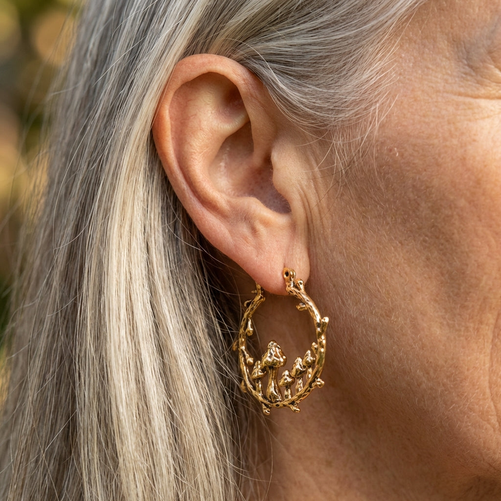 Vintage Golden Mushroom Earrings