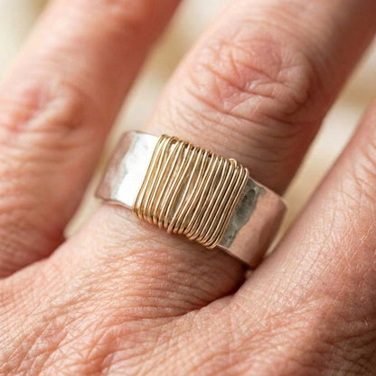 Vintage Golden Threads Silver Ring