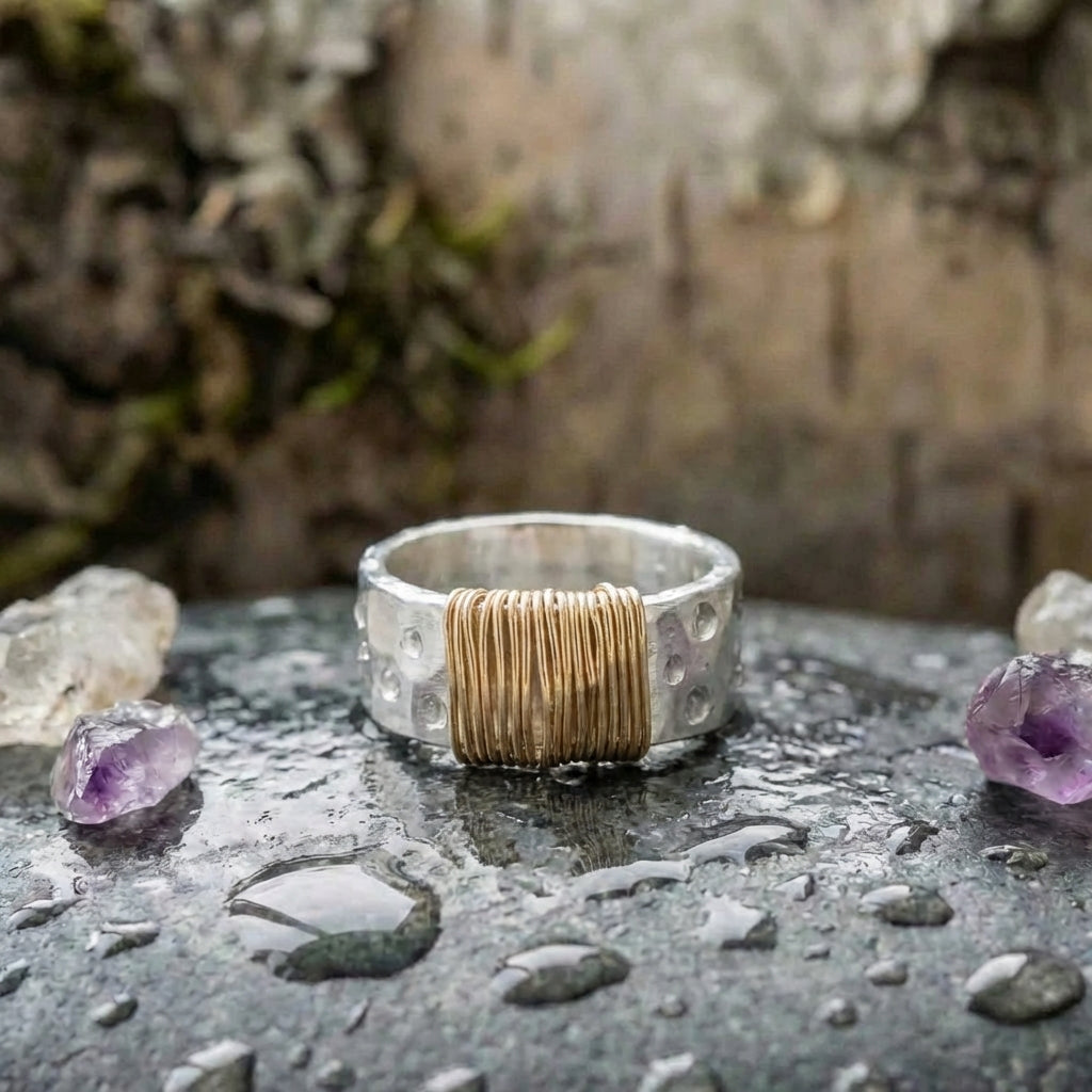 Vintage Golden Threads Silver Ring