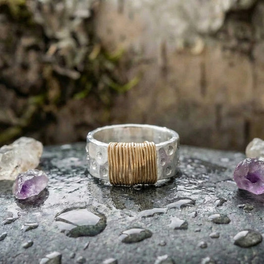 Vintage Golden Threads Silver Ring