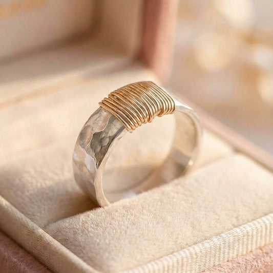 Vintage Golden Threads Silver Ring