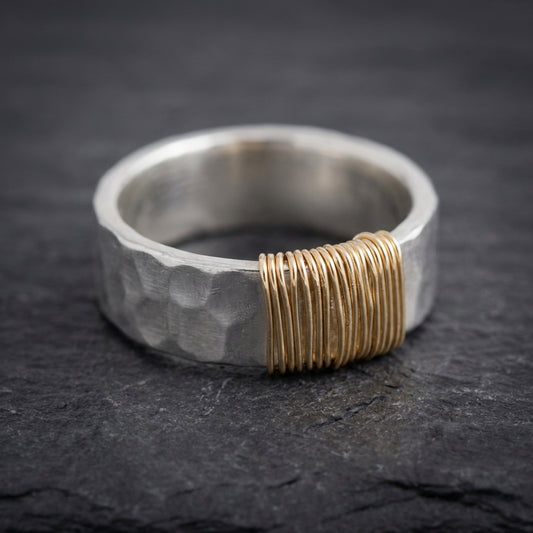 Vintage Golden Threads Silver Ring