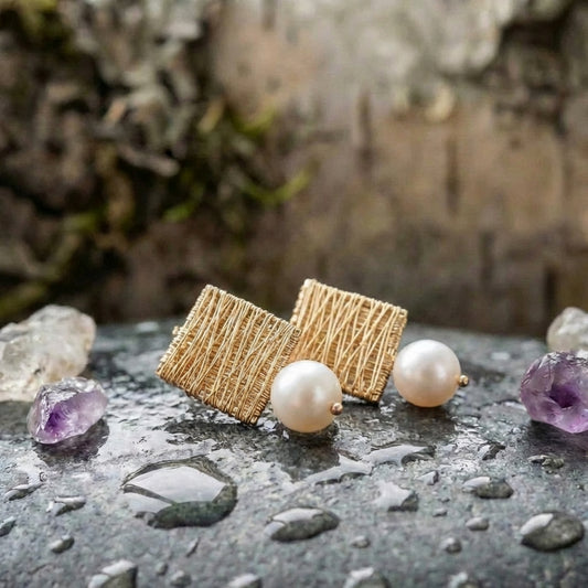 Vintage Golden Threads With Pearls Earrings