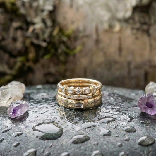 Vintage Golden Zirconia Ring Pack