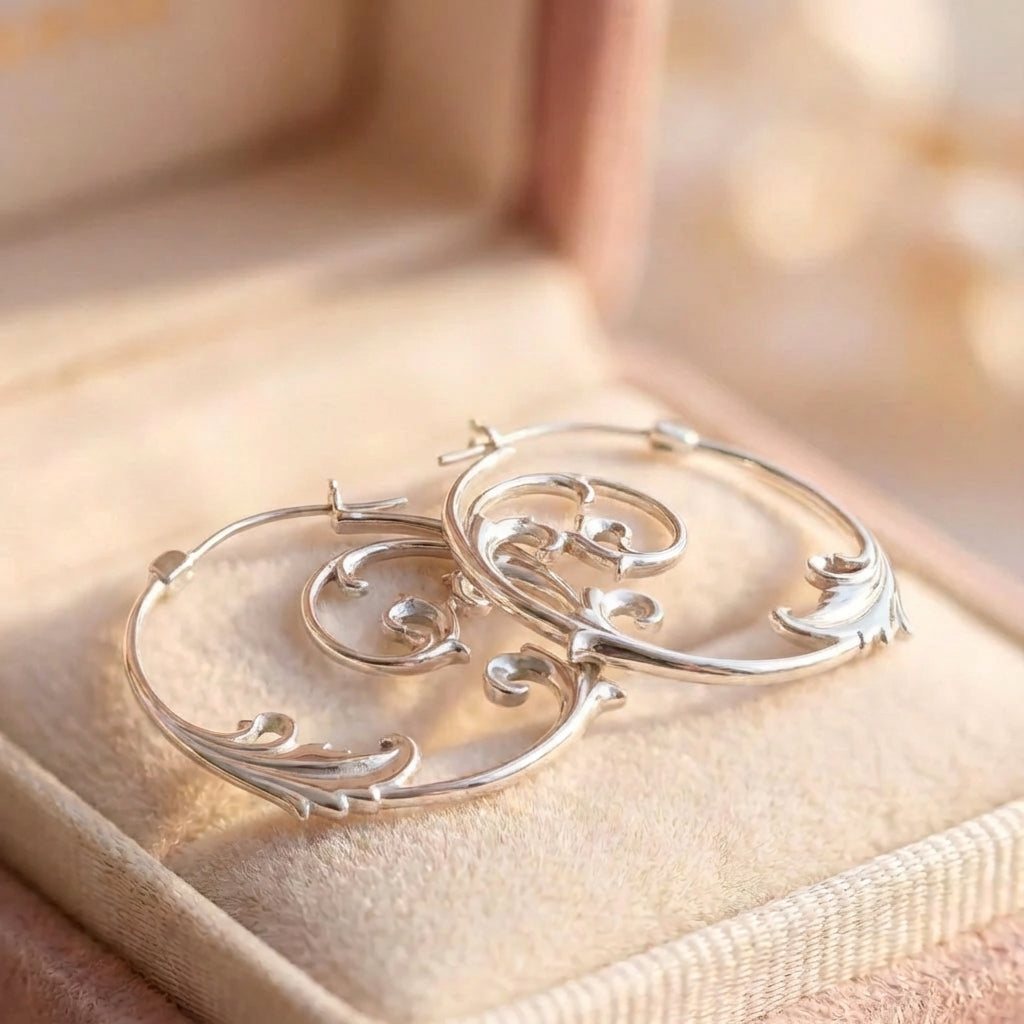 Vintage Gothic Ornament Statement Hoop