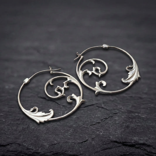 Vintage Gothic Ornament Statement Hoop