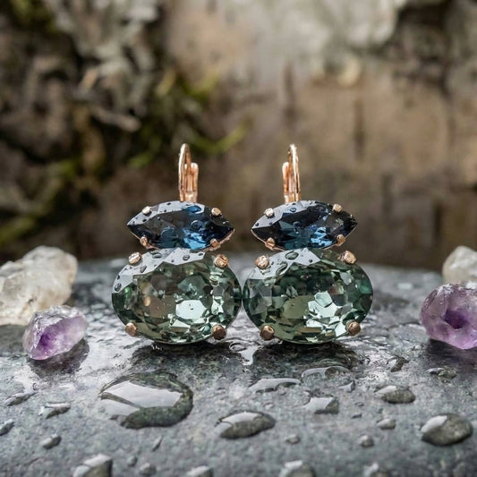 Vintage Green & Blue Glass Earrings
