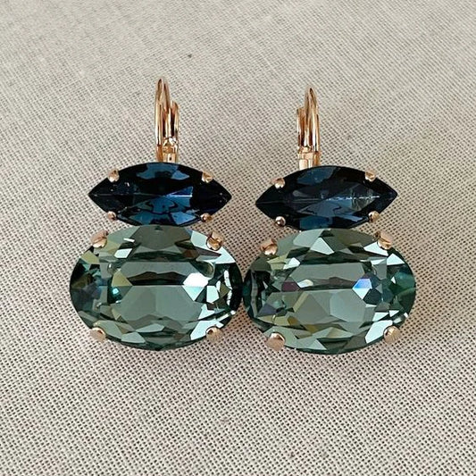 Vintage Green   Blue Glass Earrings