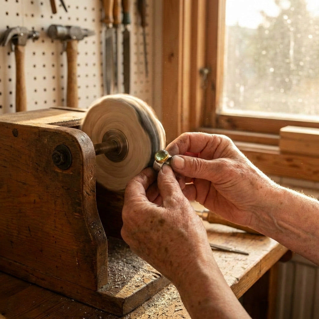 Vintage Green Rounded Stone Ring