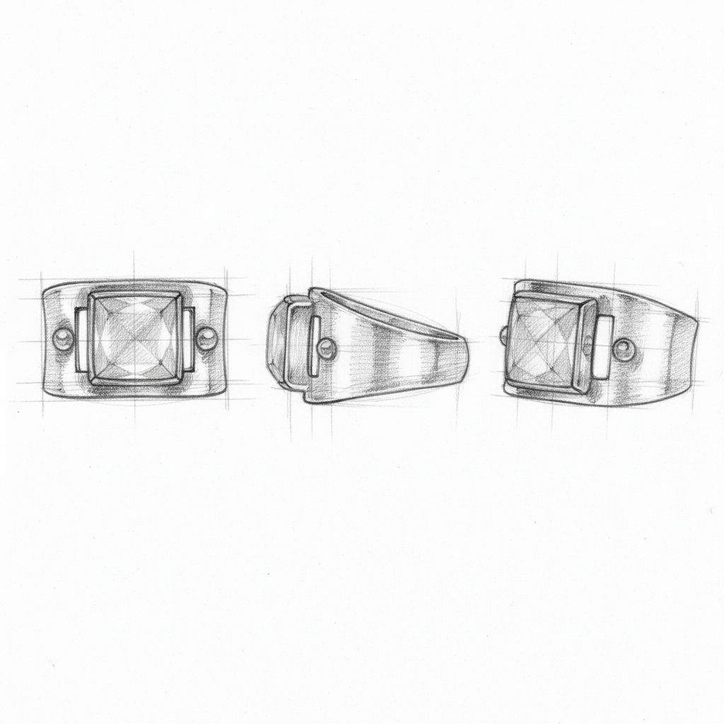 Vintage Green Square Moonstone Ring