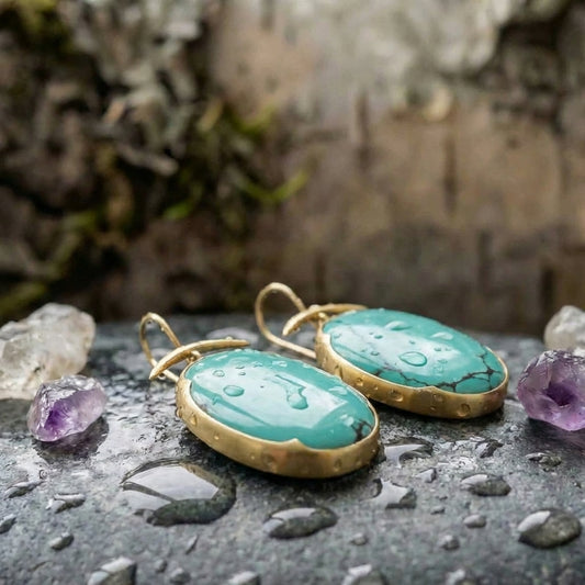 Vintage Green Stone Dangle Earrings