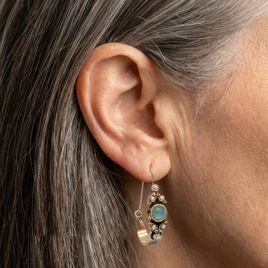 Vintage Green Stone Earrings