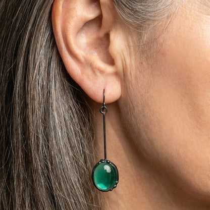 Vintage Green Stone Earrings