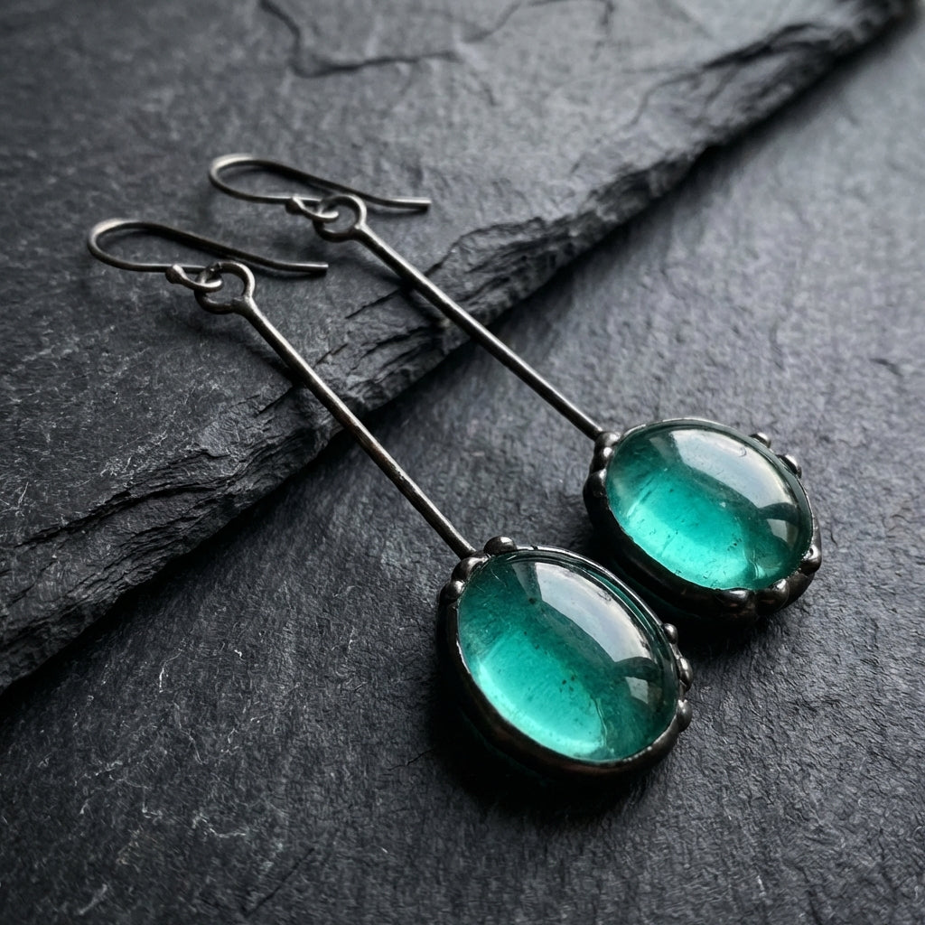 Vintage Green Stone Earrings 34961000