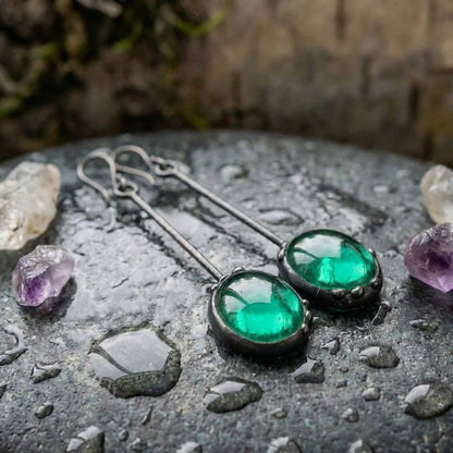 Vintage Green Stone Earrings