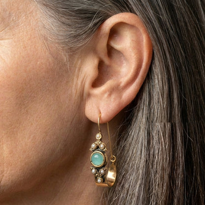 Vintage Green Stone Earrings