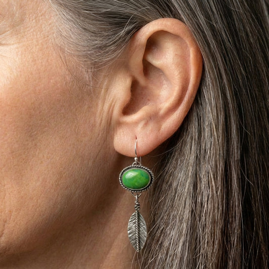 Vintage Green Stone Earrings