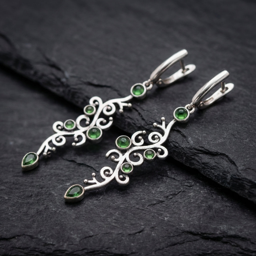 Vintage Green Stone Earrings 81904684