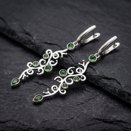 Vintage Green Stone Earrings 81904684