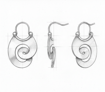 Vintage Gypsy Curl Silver Hoop Earrings