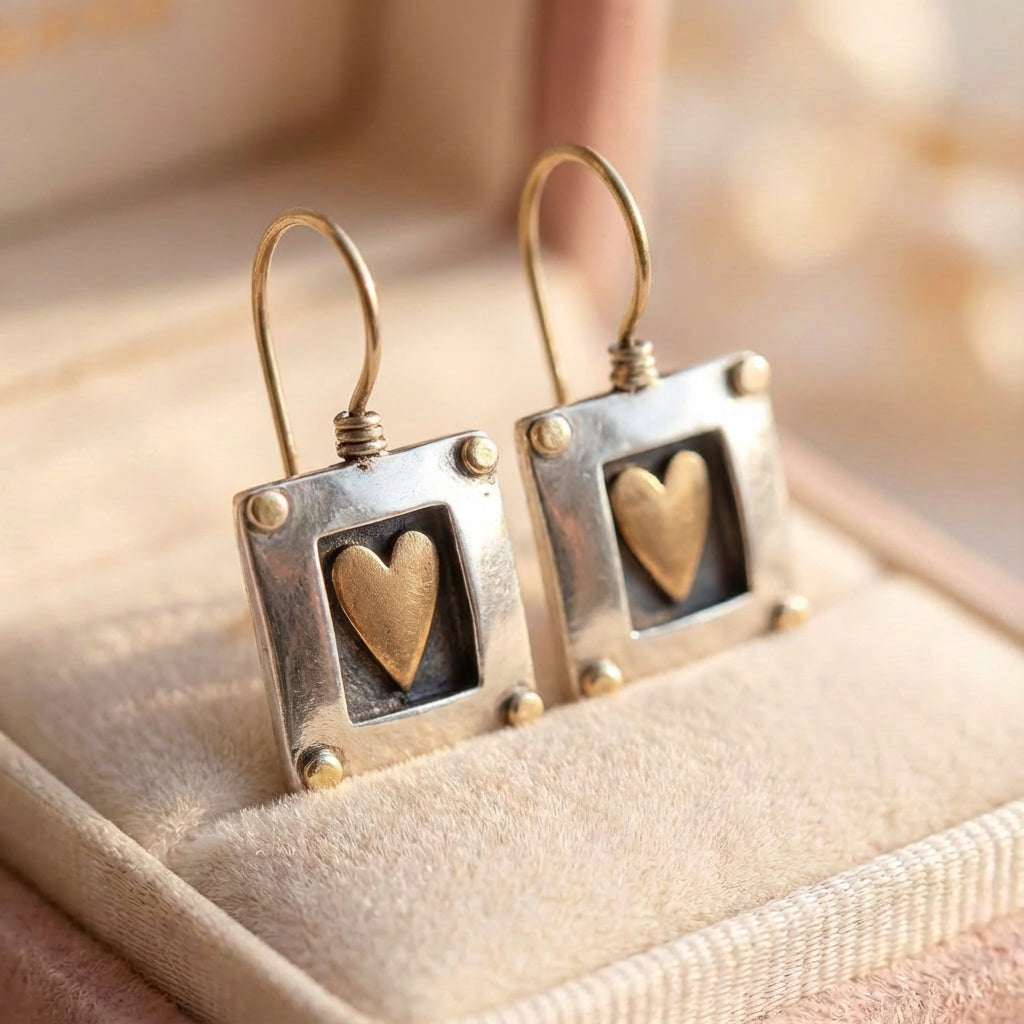 Vintage Heart Dangle Earrings