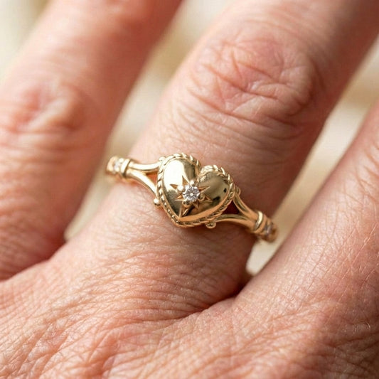 Vintage Heart Diamond Ring