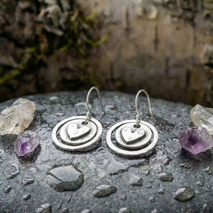 Vintage Heart Pendant Earrings