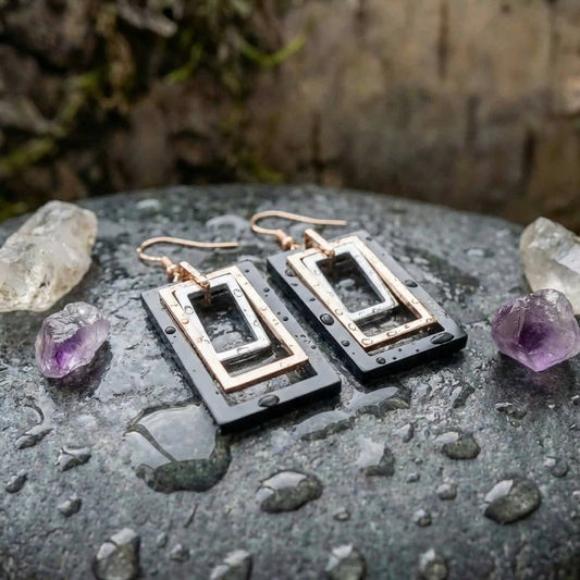 Vintage Hollow Rectangle Earrings