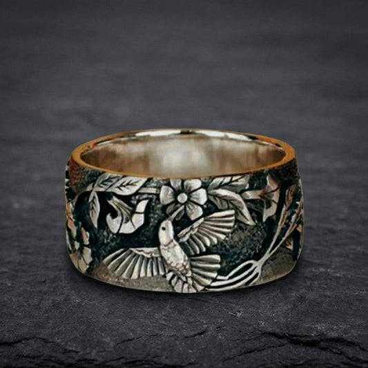 Vintage Hummingbird Flower Ring 43270215