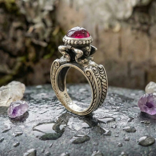 Vintage Inlaid Red Stone Ring