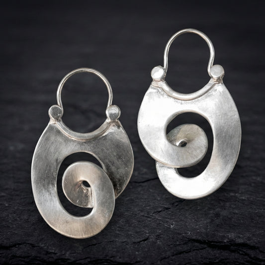 Vintage Irregular Form Silver Earrings