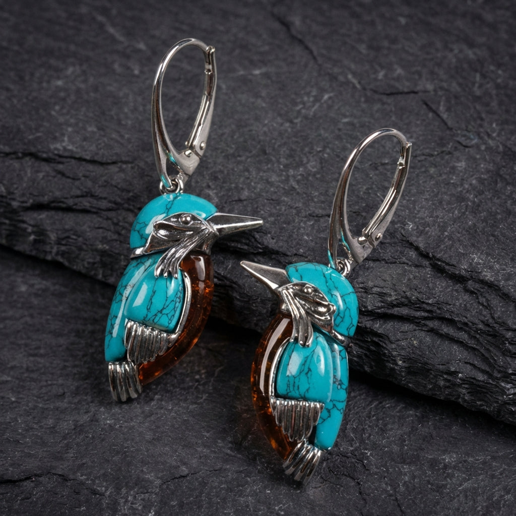 Vintage Kingfisher Earrings 28314993
