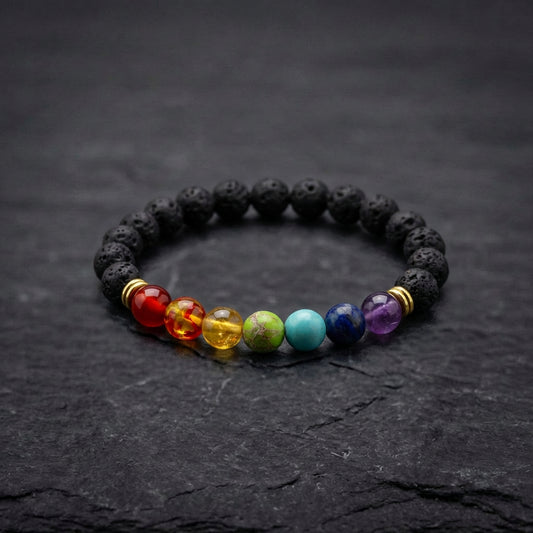 Vintage Lava Stone Chakra Bracelet