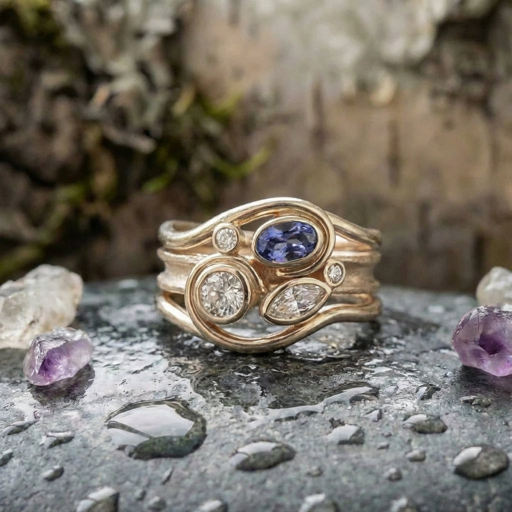 Vintage Layered Zirconia Gold Ring