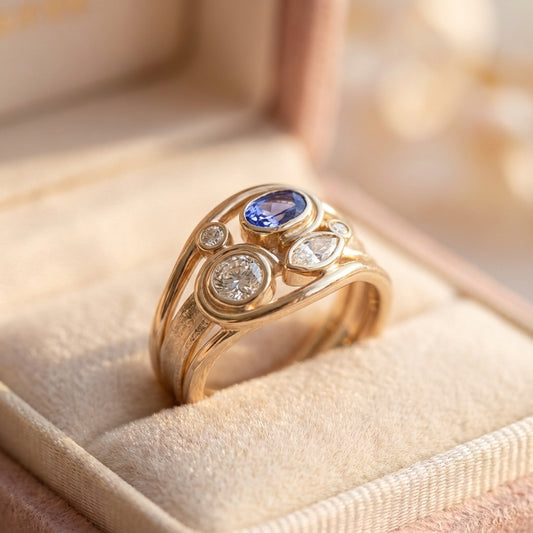 Vintage Layered Zirconia Gold Ring
