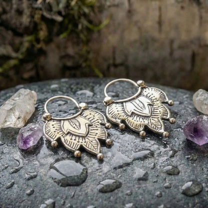 Vintage Leaf Hoop Earrings