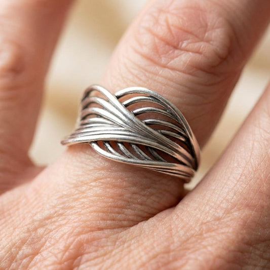 Vintage Leaf Silver Ring